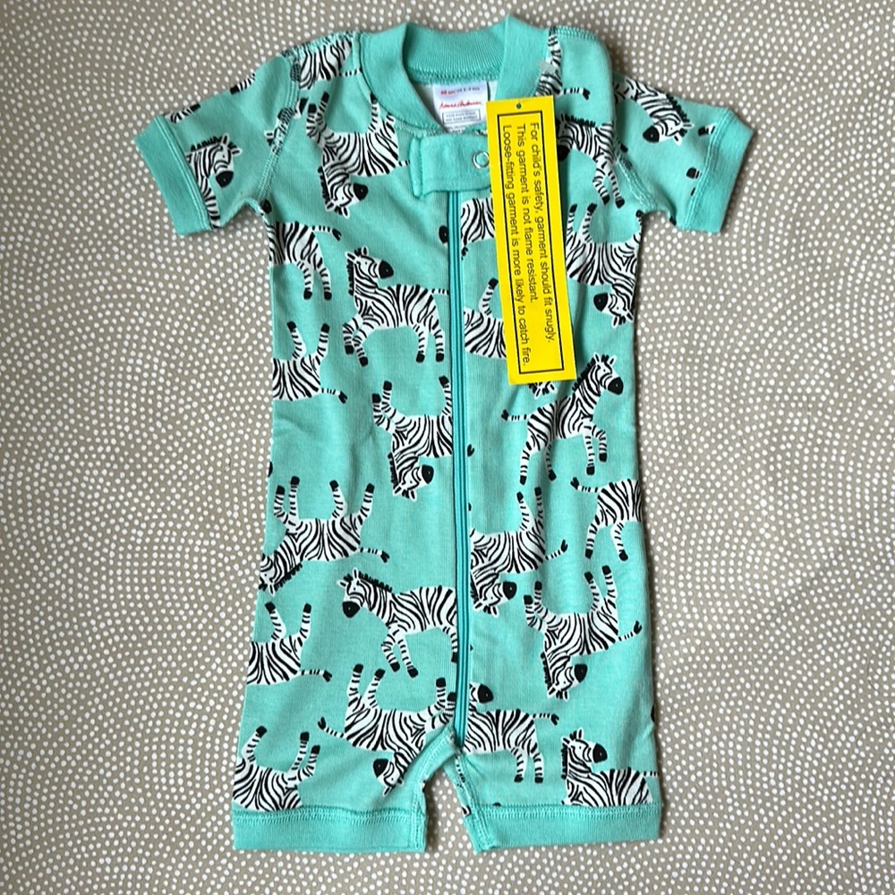 Hanna Andersson zebra short sleeve and short romper 3-6m, NWT